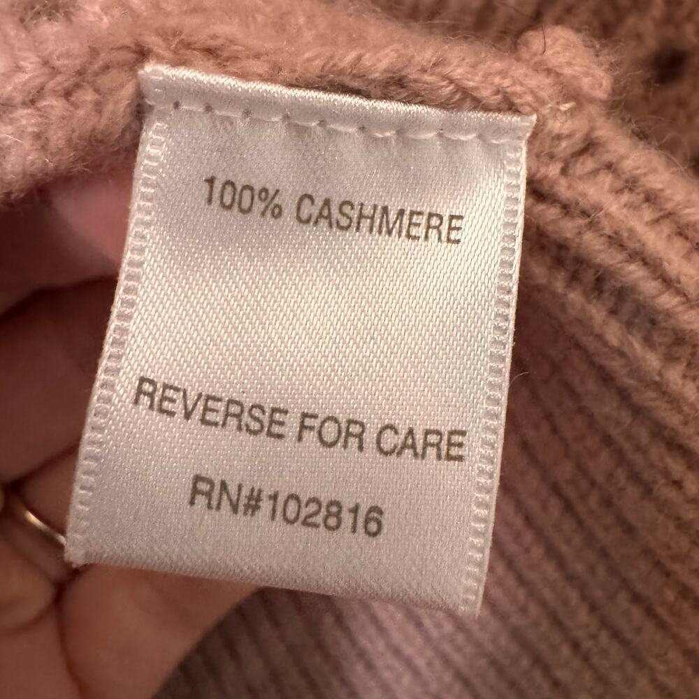 Garnet Hill 100% Cashmere Mesh Rib-Knit Sweater Dusty Pink Size M - Picture 7 of 9
